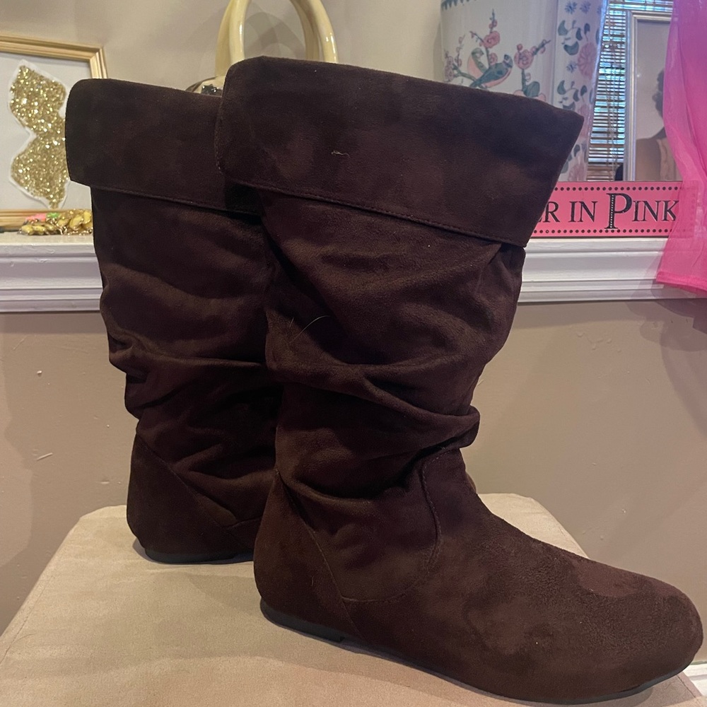 Brown suede boots